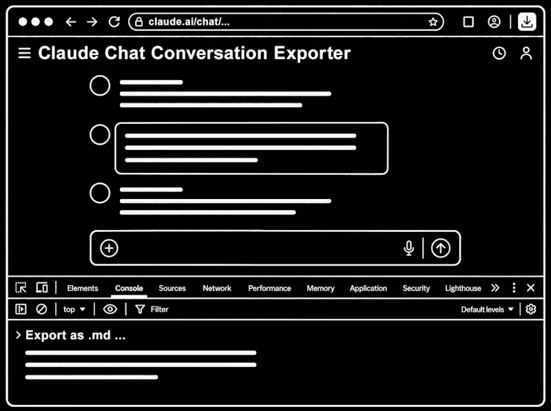 Claude.ai single chat exporter script screenshot 2