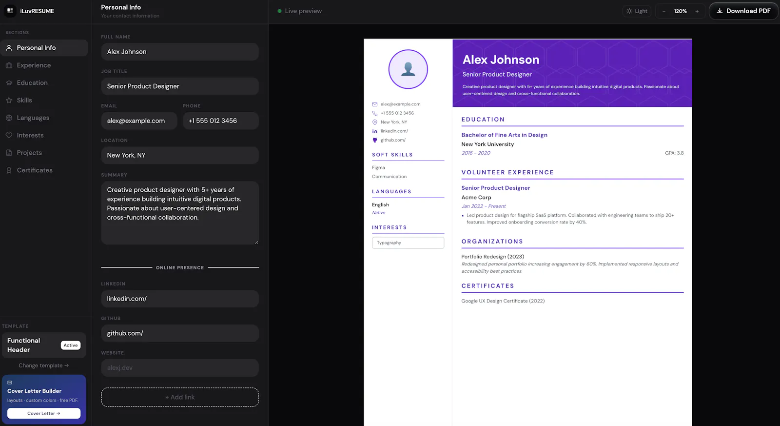 Free Online Resume Builder — iLuvRESUME screenshot 5
