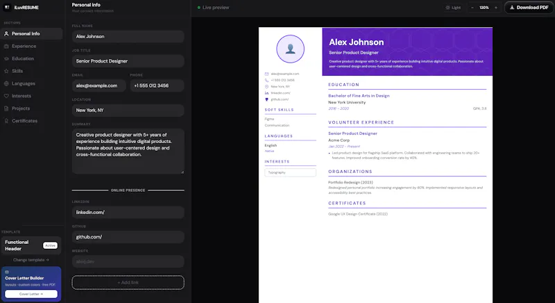 Free Online Resume Builder — iLuvRESUME screenshot 5