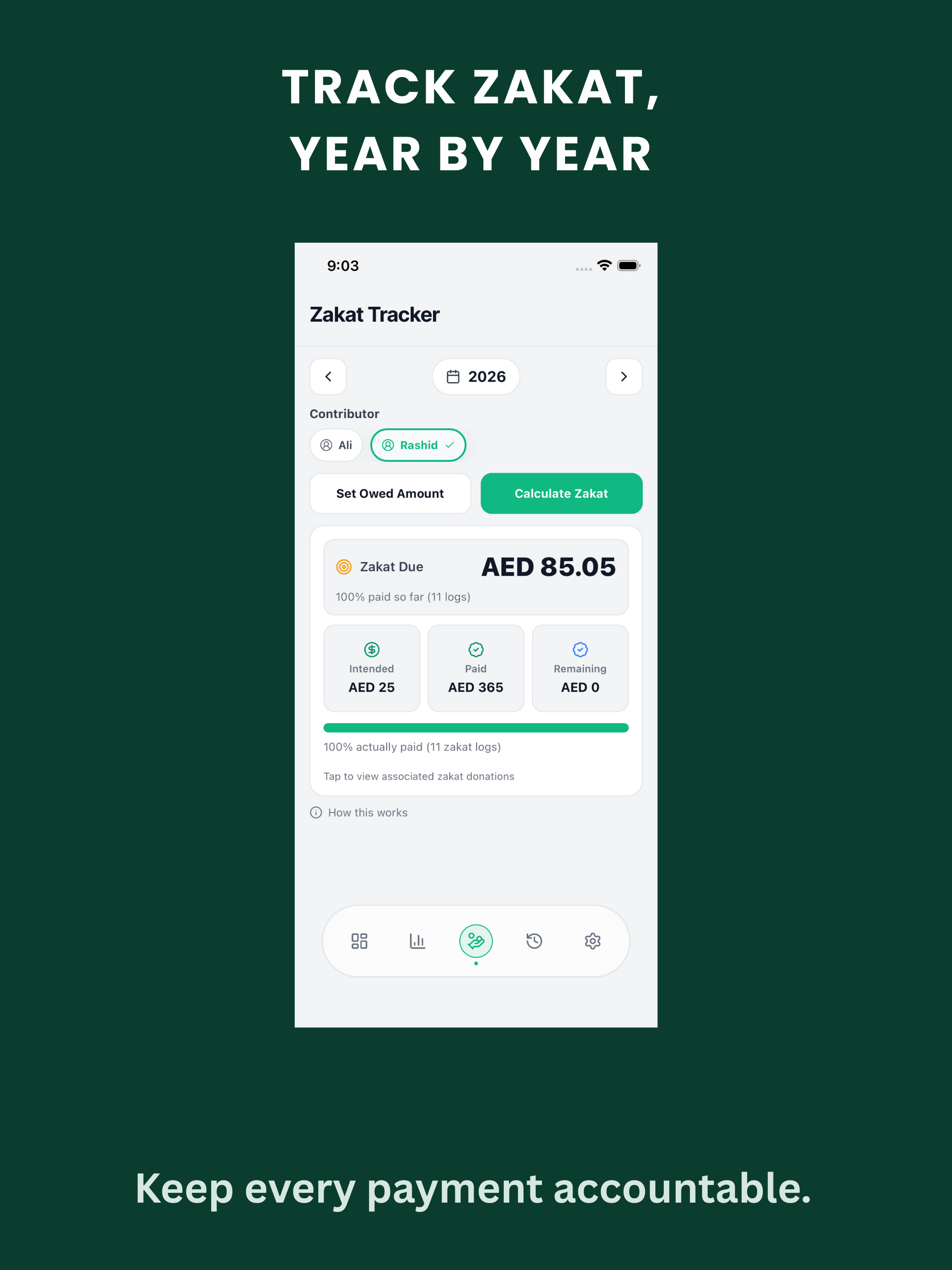 Sidq - Sadaqah & Zakat Tracker - Screenshot 4 showing product features and functionality