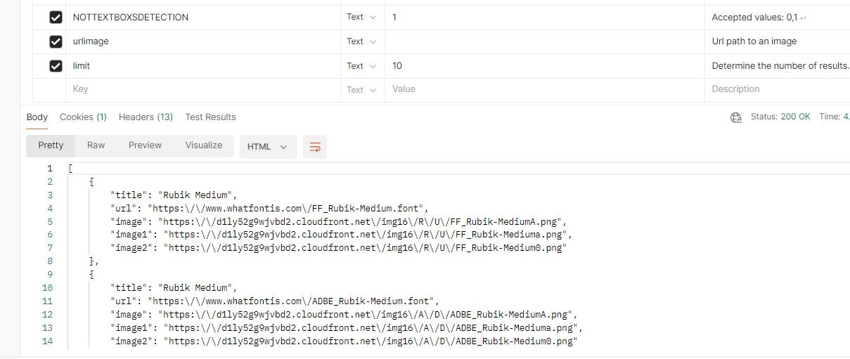 Mídia 3 de Whatfontis API - Identificador de fonte via API