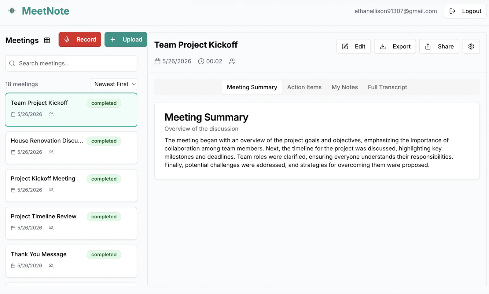MeetNote screenshot 1