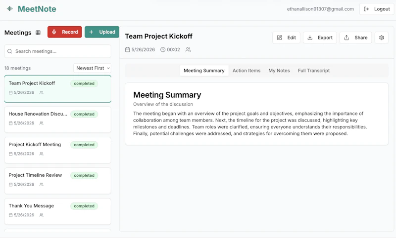MeetNote screenshot 1