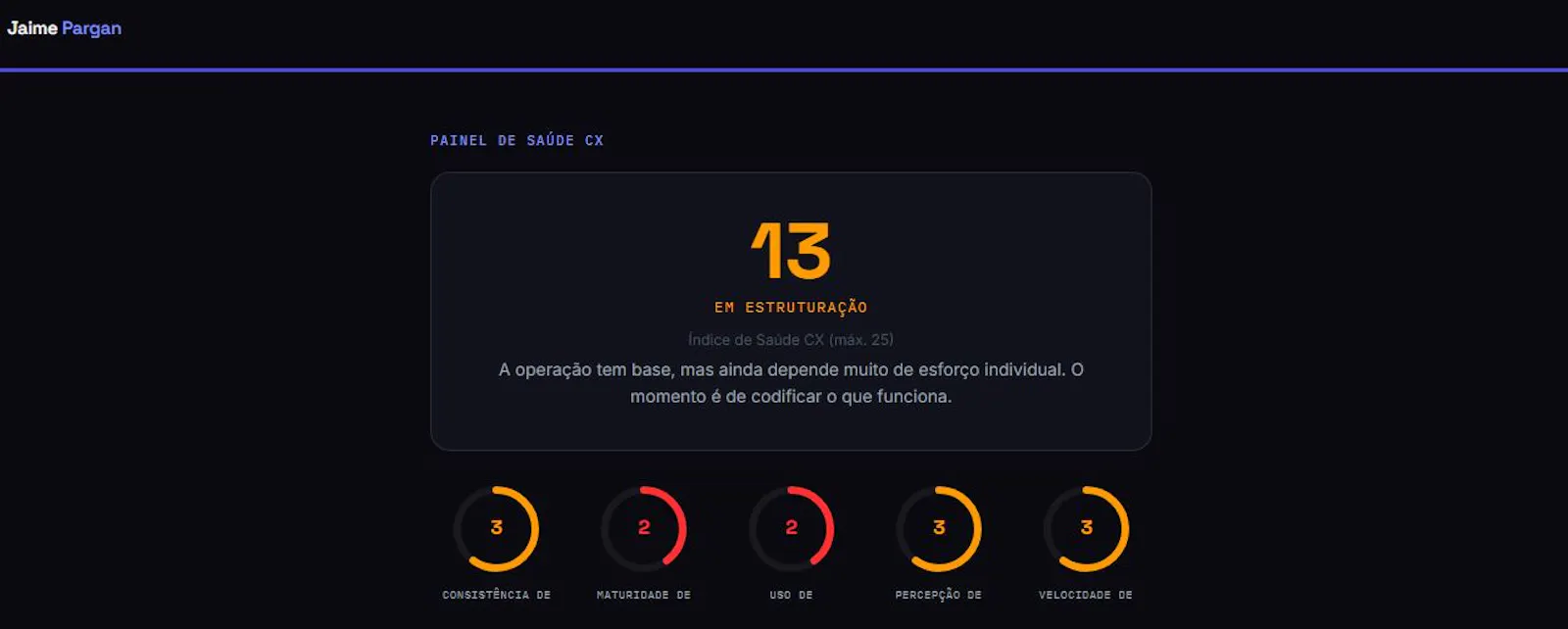 Painel de Saúde CX — Jaime Pargan screenshot 2