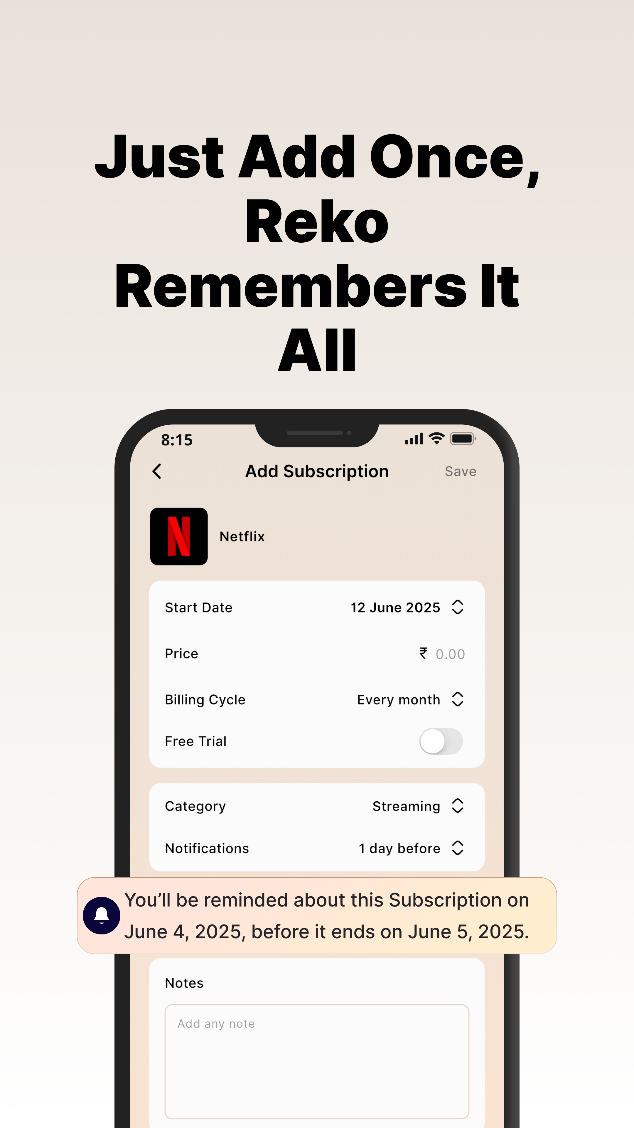 Media Reko - Pengurus langganan - Netflix, Prime, Spotify Alerts 4