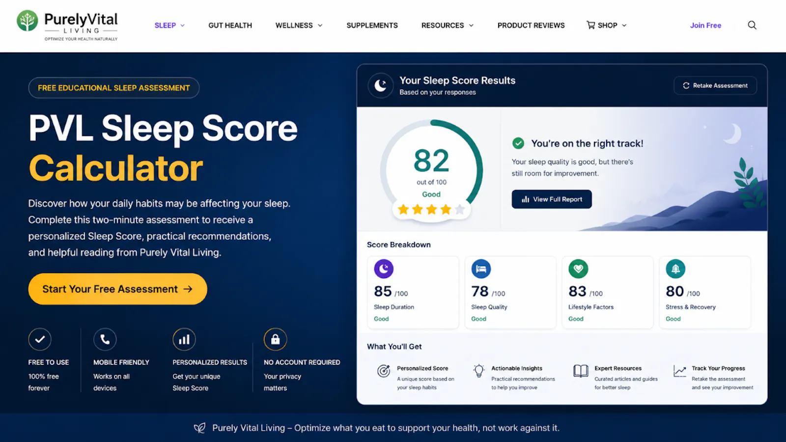 PVL Sleep Score Calculator screenshot 2
