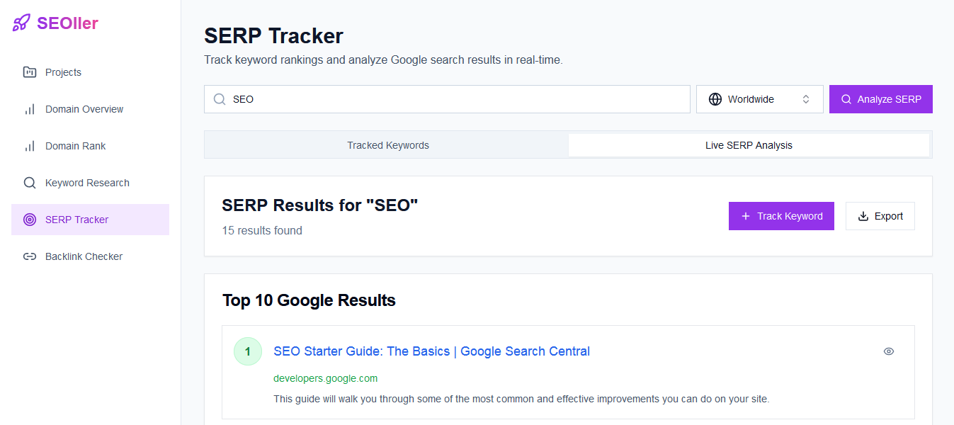 SEOller All-in-One SEO Analysis Platform gallery image