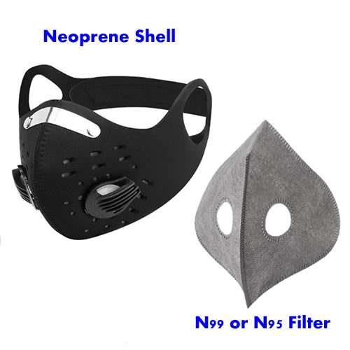 neoprene face mask with carbon Filter