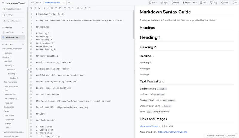 Markdown Viewer screenshot 1