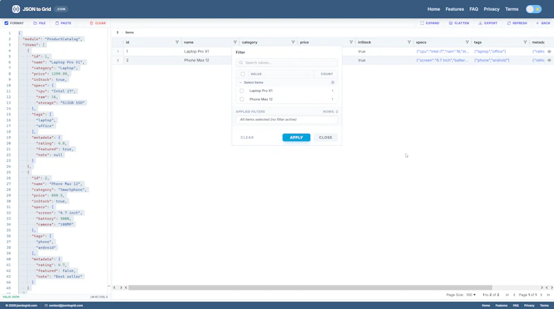 Json To Grid screenshot 3