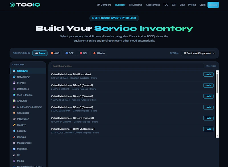 TCOIQ - Free Cloud Cost & TCO Calculator screenshot 2