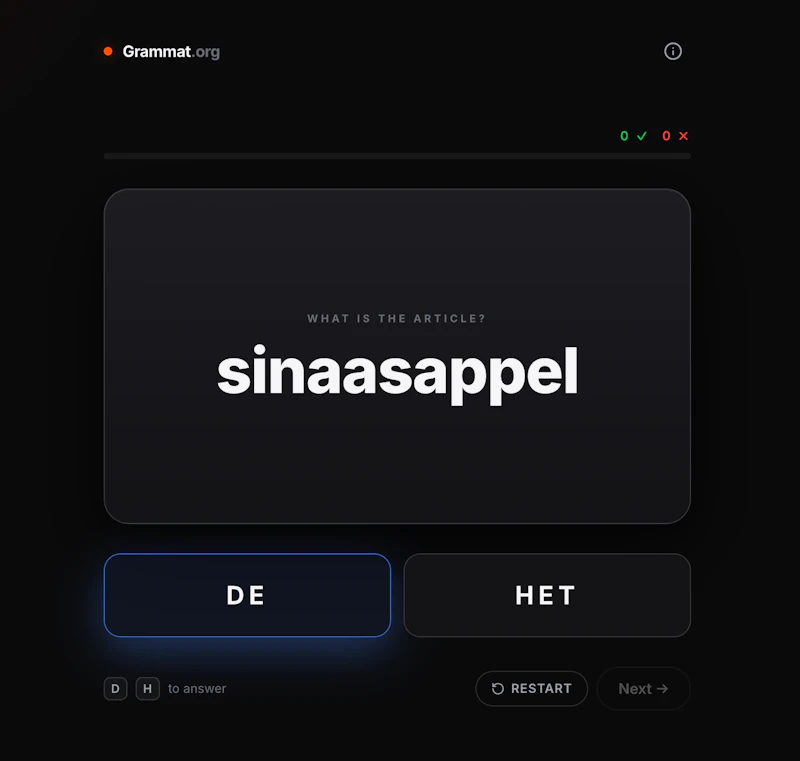 Grammat — Practice Dutch articles screenshot 1