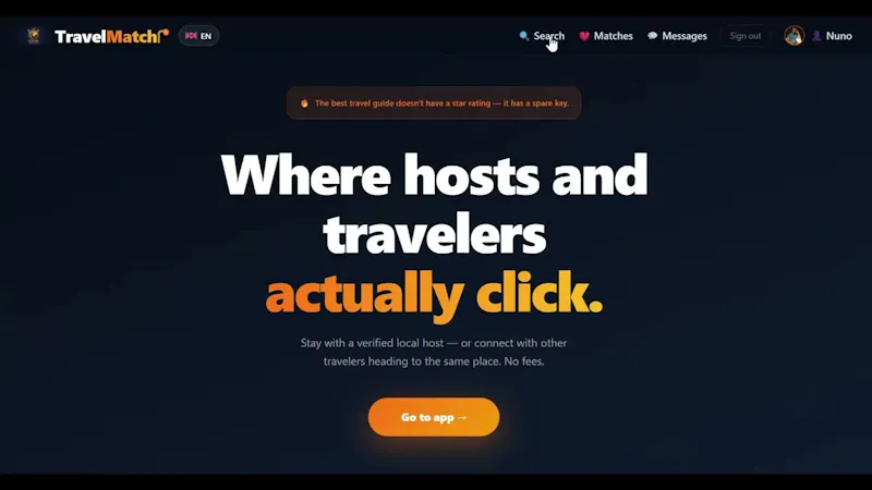 TravelMatchr screenshot 1 (video preview)