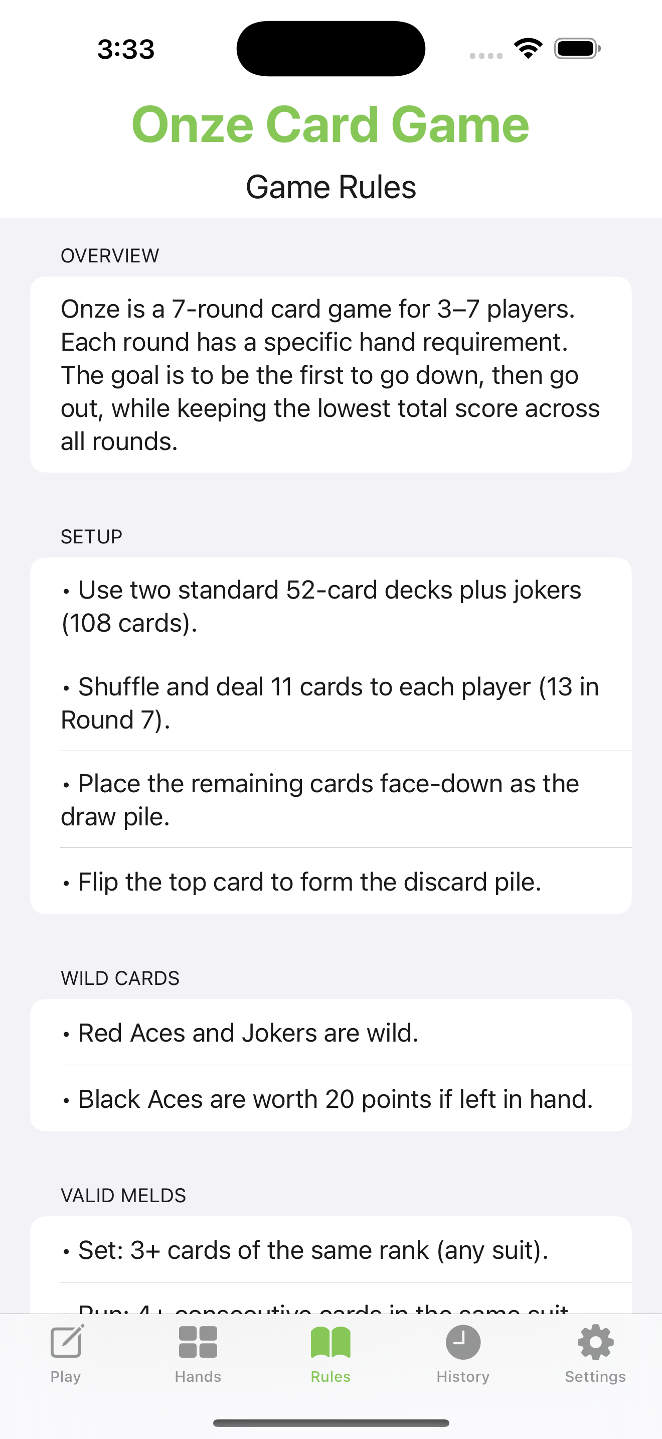 Onze Card Game Scoring App - Onze Card Game Tor, Regeln, Geschichte Medien 1