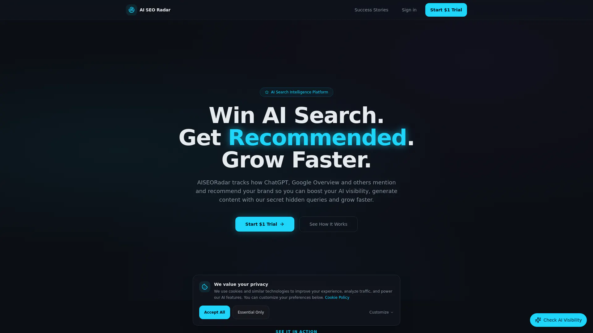 Ai SEO radar 제품 배너