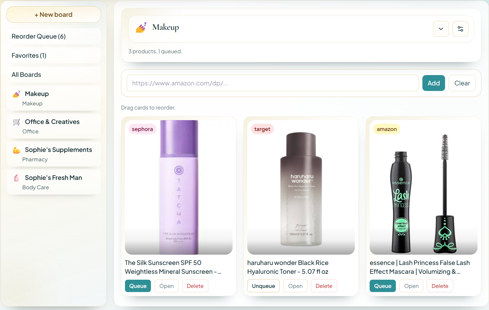 Reorderify - Main product screenshot demonstrating key features and user interface