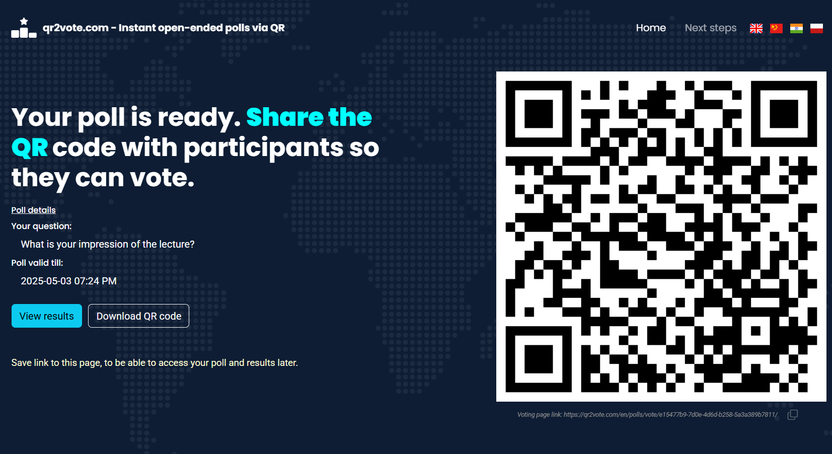 Média qr2vote.com - Boucles ouvertes instantanées, pas de connexion, via QR, pas d'application 2