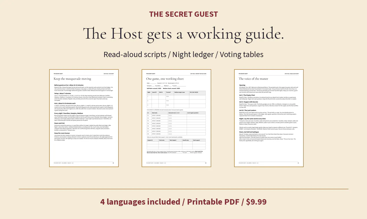 A printable vampire mystery game gallery image