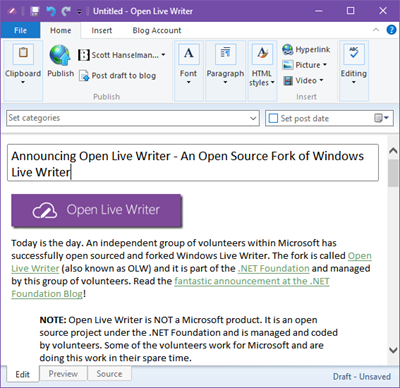 Open Live Writer