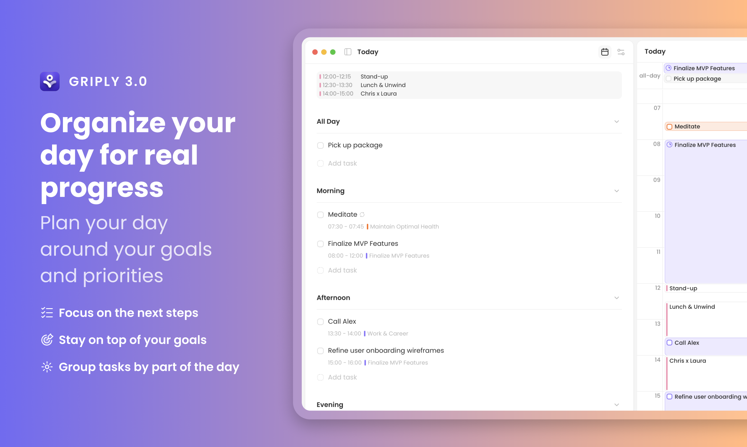 グリップリー3.0 - 時間ブロッキング、カレンダー、ゴールロードマップ、単純なMacOSアプリでメディア6