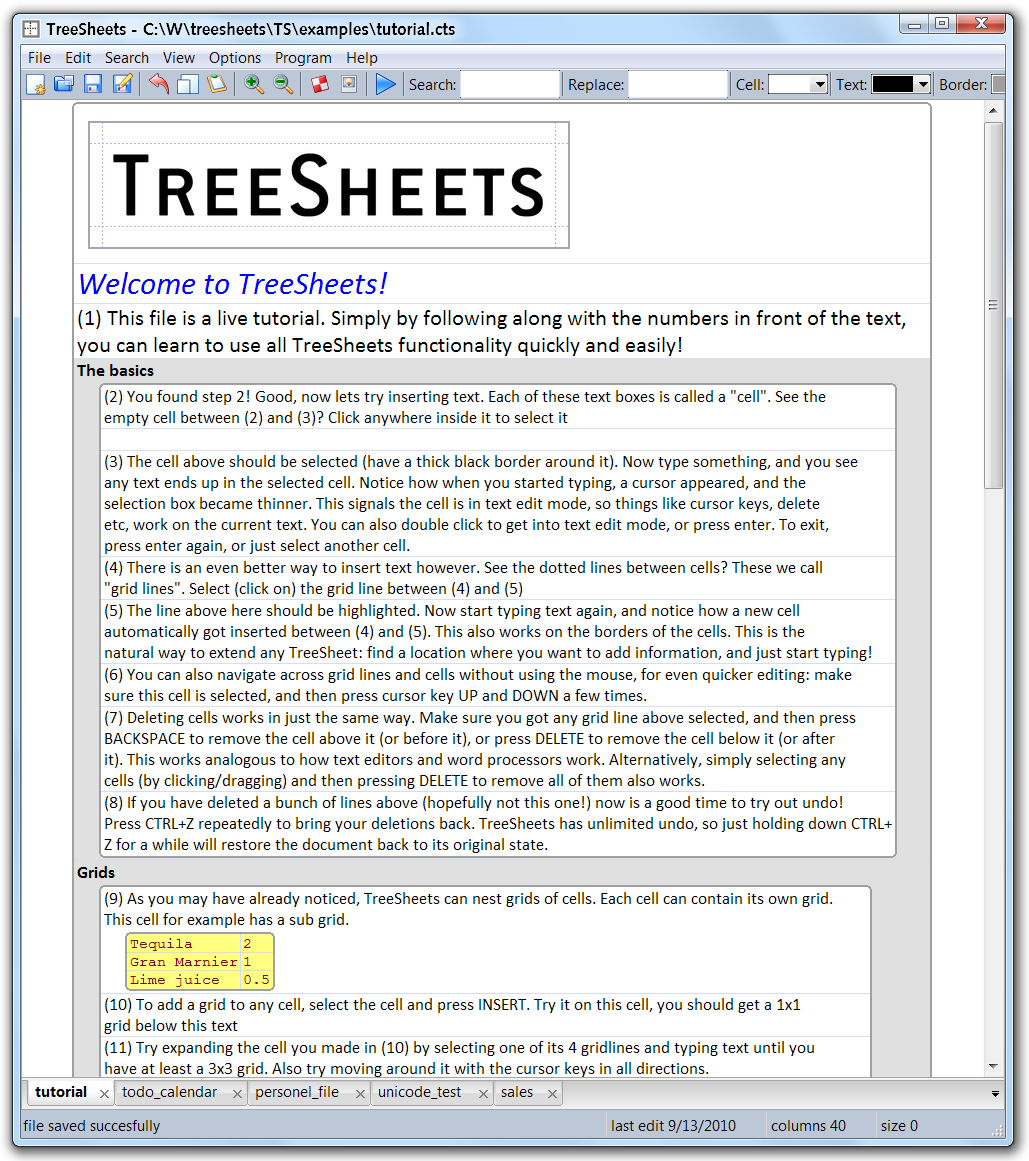 TreeSheets gallery image