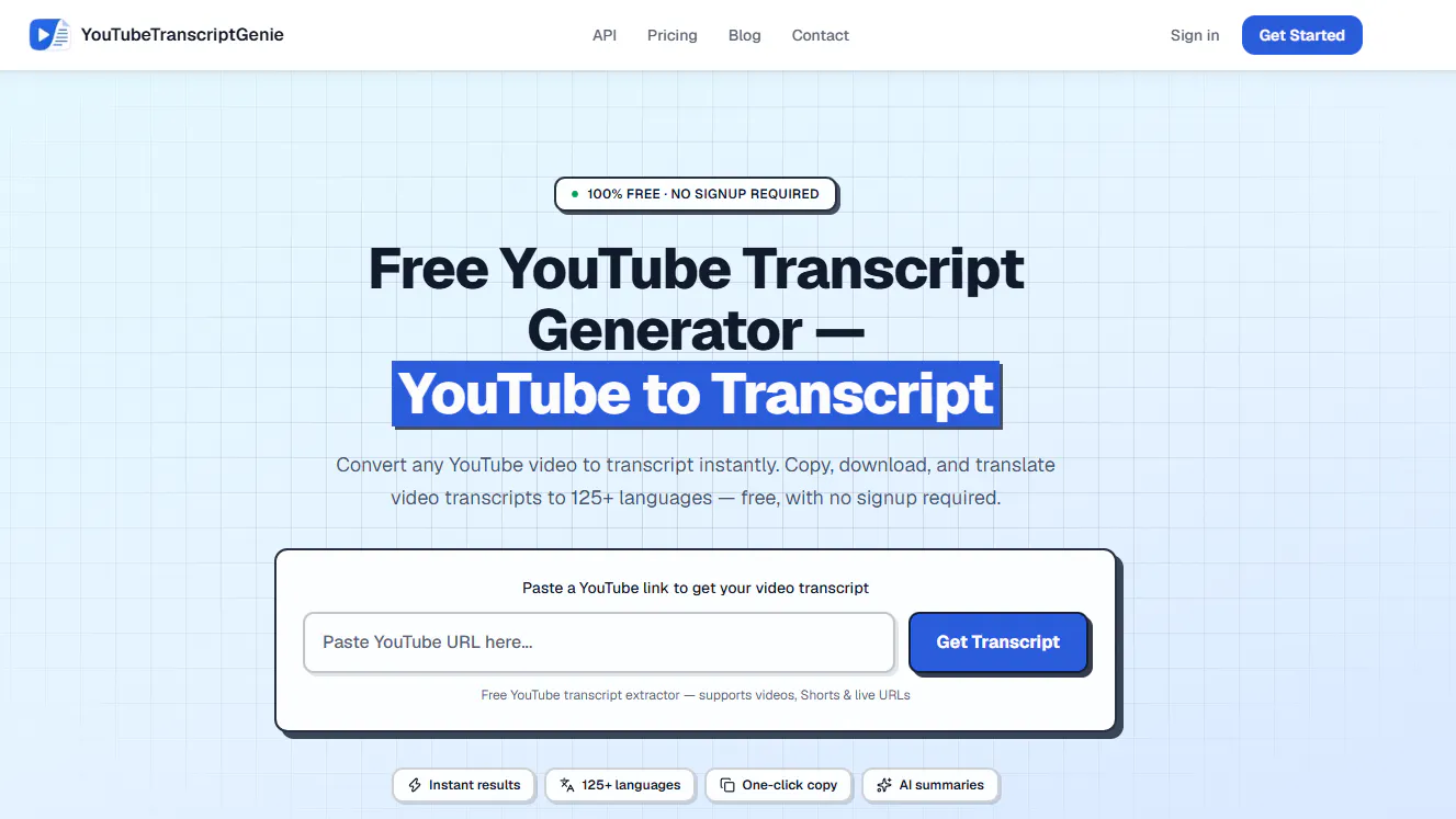 youtubetranscriptgenie gallery image