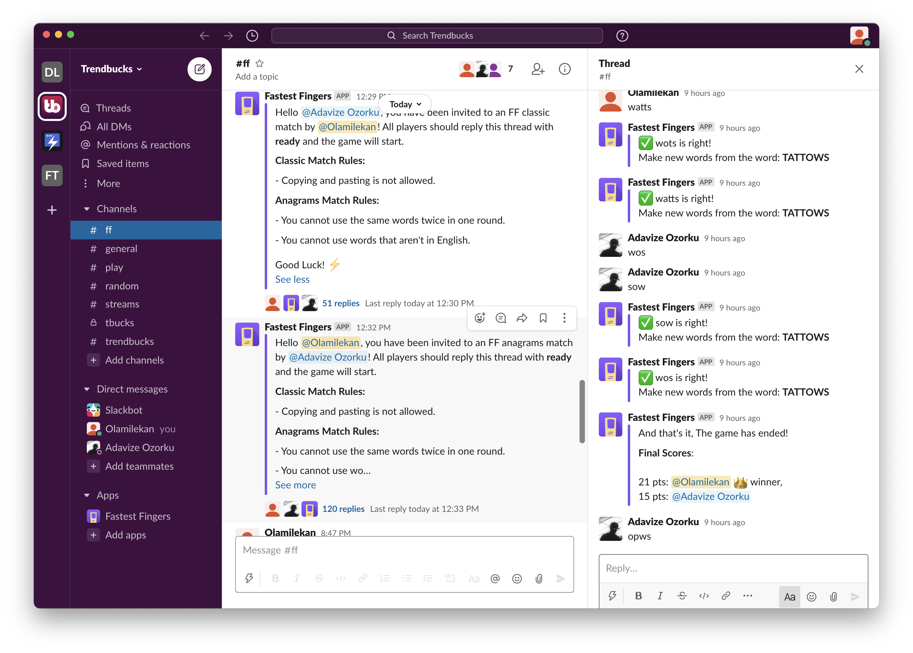 Fastest Fingers for Slack and Discord gallery image