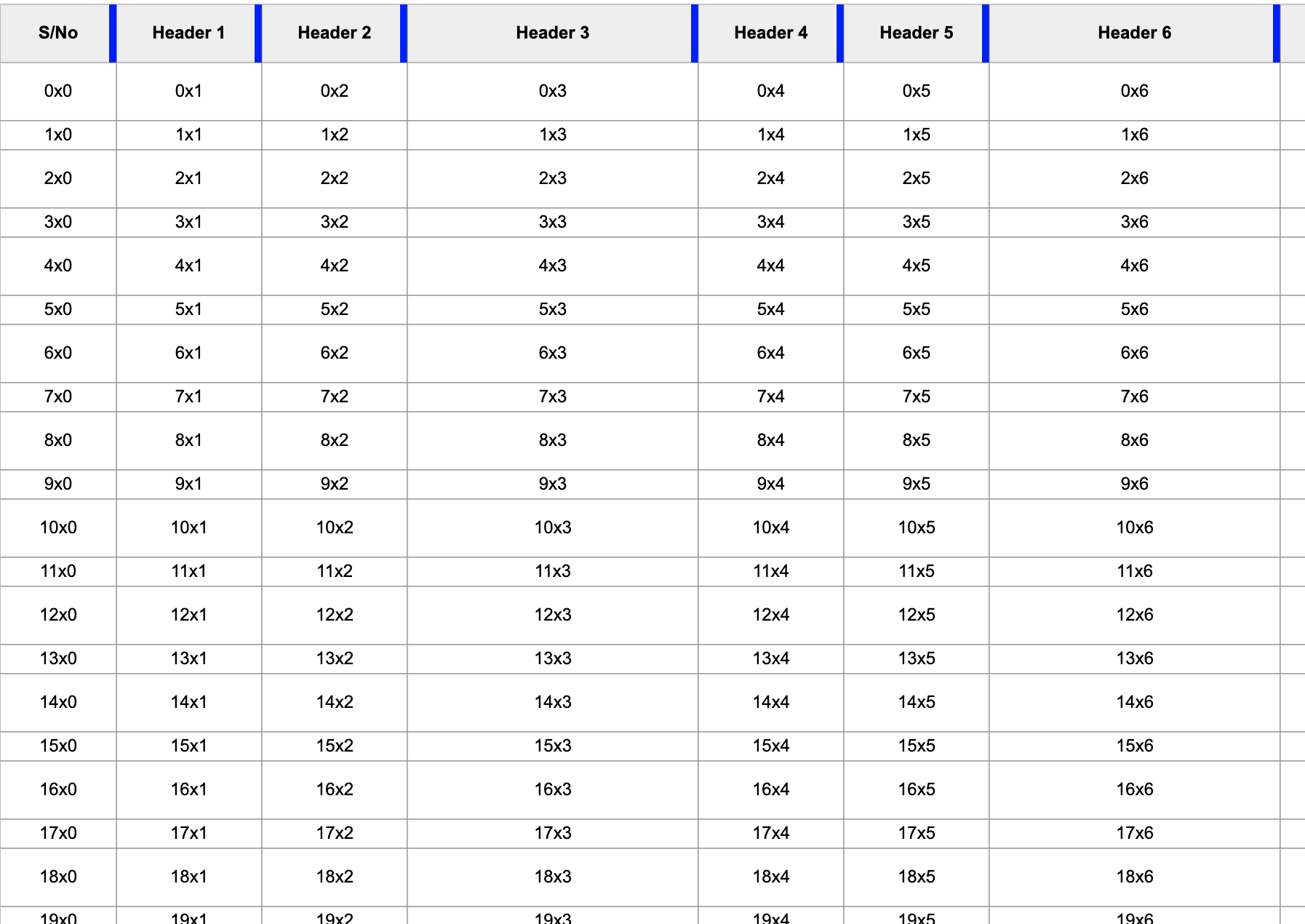 Declarative Canvas Table Grid gallery image