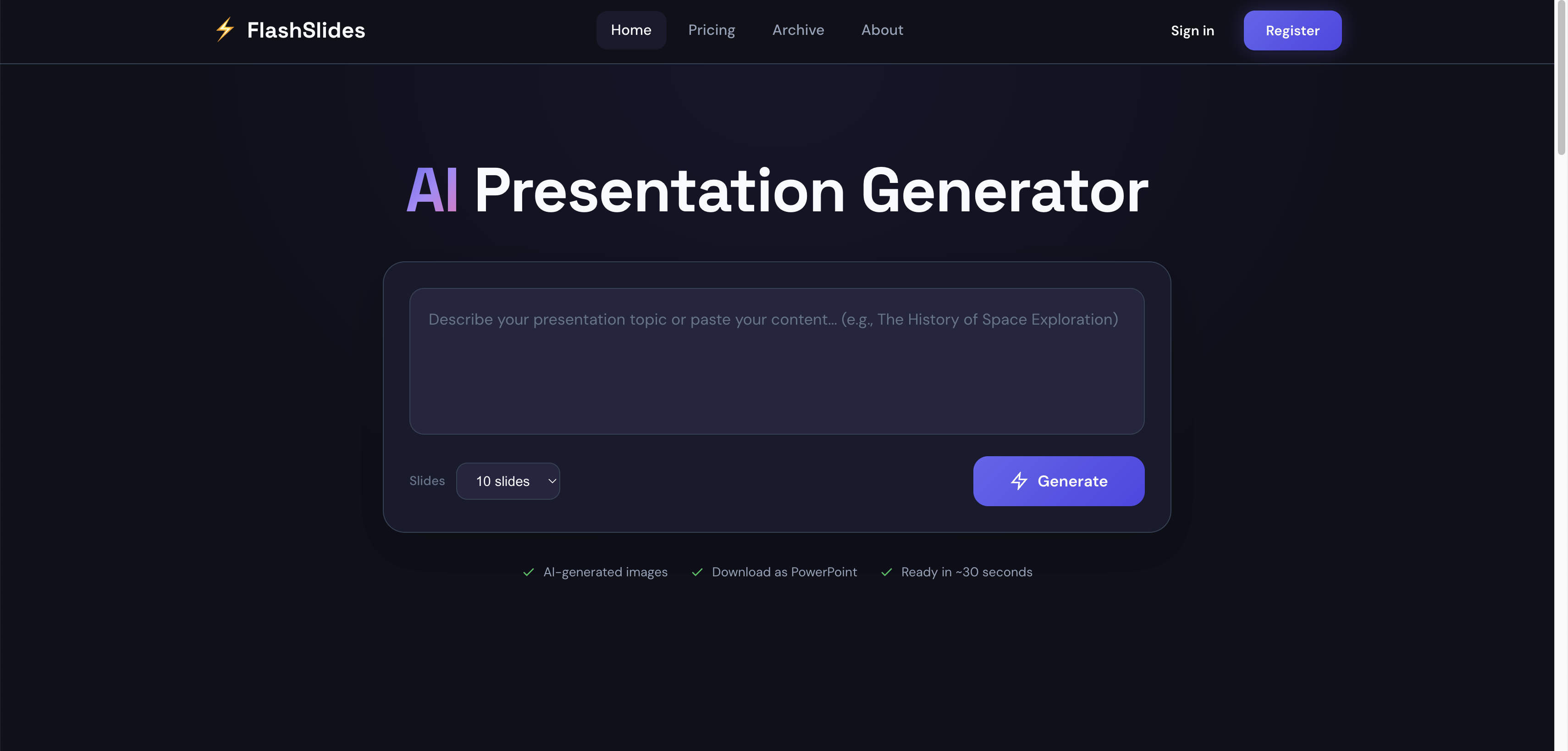 FlashSlides - Main product screenshot demonstrating key features and user interface