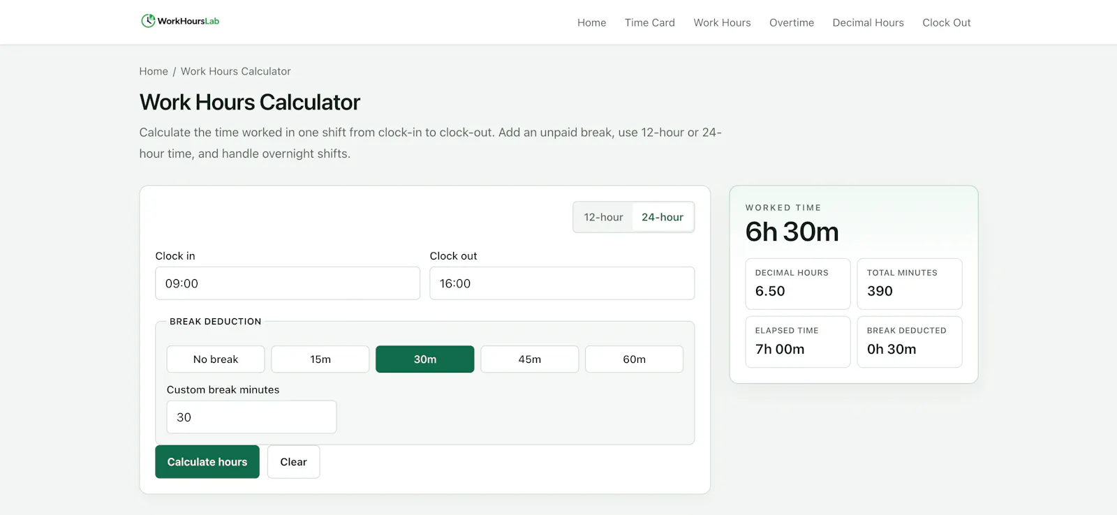 WorkHoursLab screenshot 2