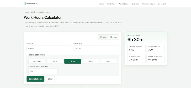 WorkHoursLab screenshot 2