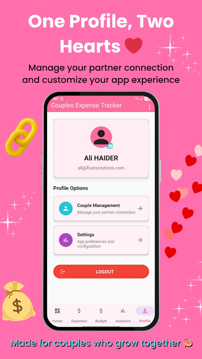 Couples Expense Budget Tracker - Main screenshot showing features and interface