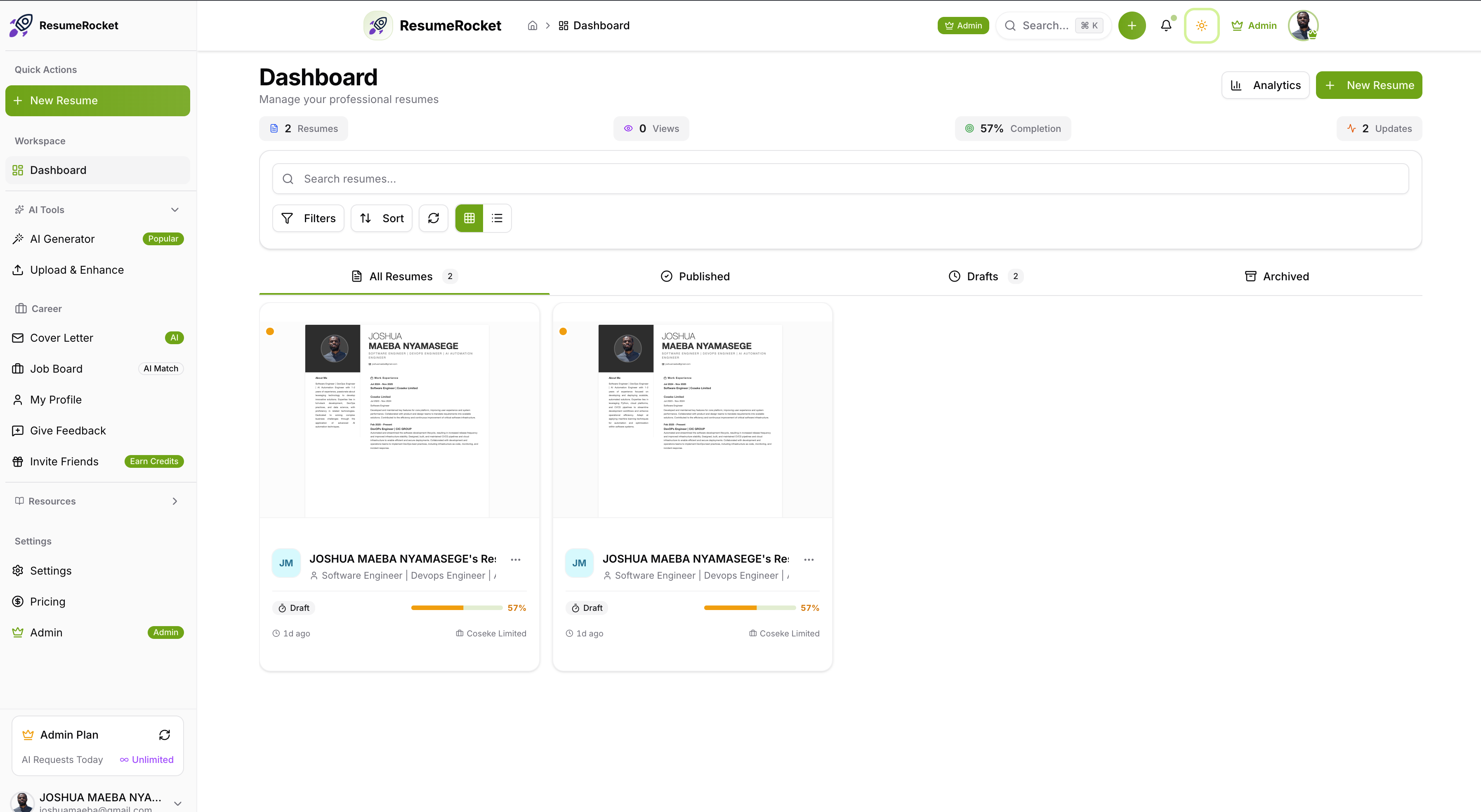 ResumeRocket - Screenshot 4 showing product features and functionality