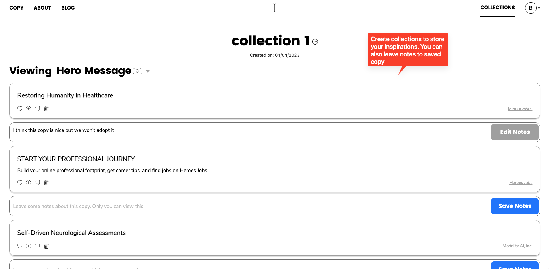 Média Copydb - Soyez inspiré par la bibliothèque Ultimate Web Copy! 2