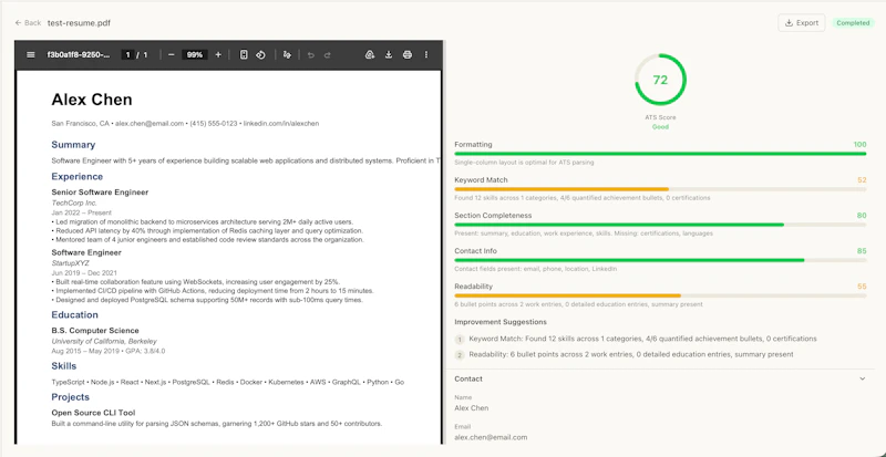 Resume Parser screenshot 2