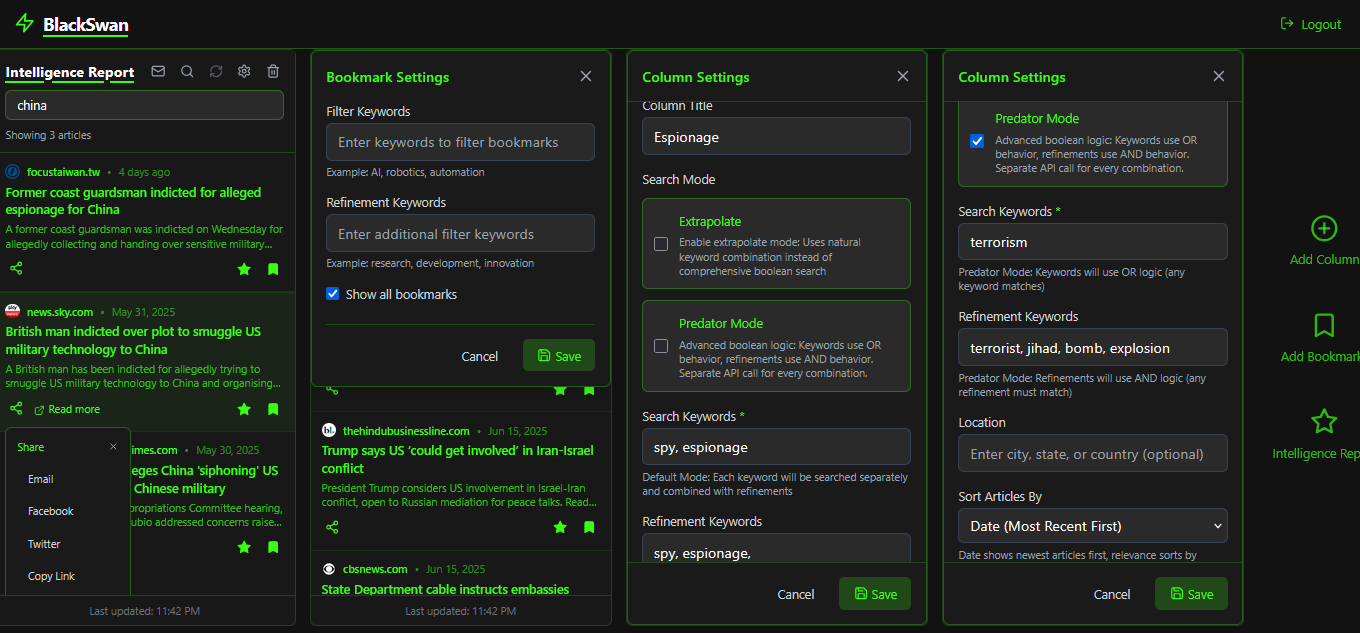Média Blackswan - Plateforme mondiale de renseignement de sécurité pour les équipes GSOC / JSOC 3