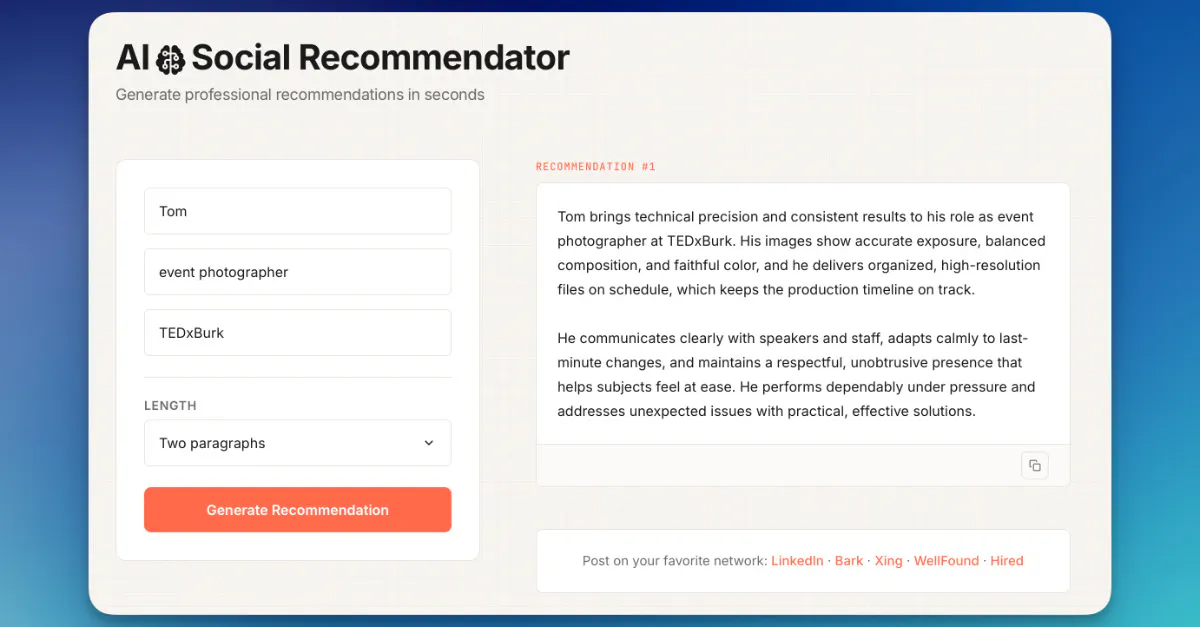 Social Recommendator - new UI gallery image