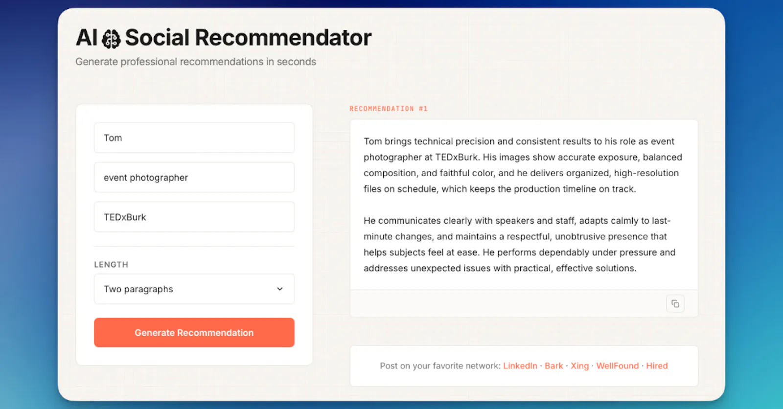 Social Recommendator - new UI screenshot 1
