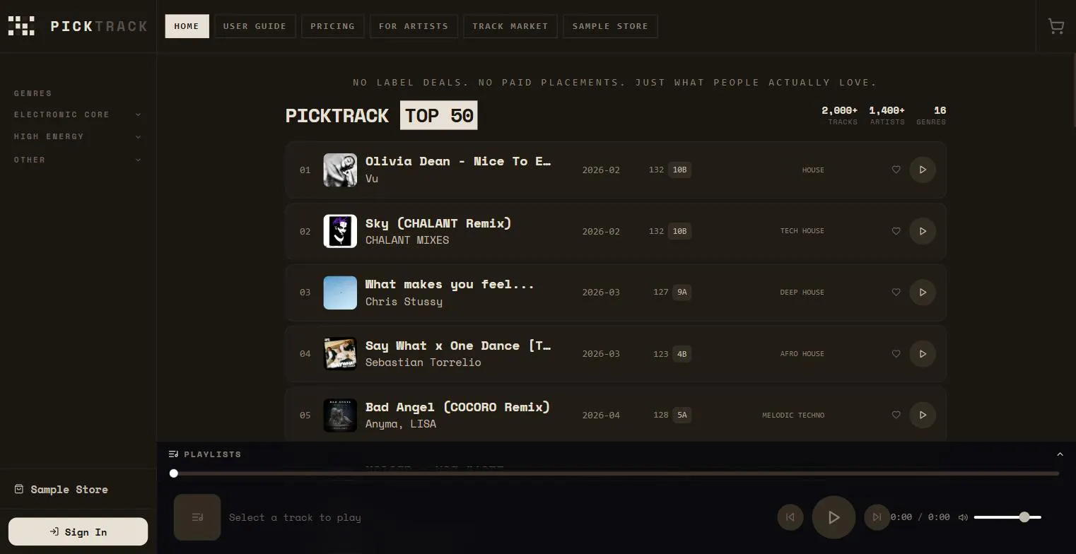 PickTrack — Music Discovery for DJs gallery image