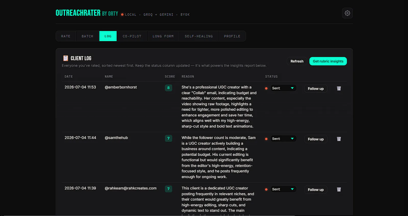 Outreach Rater screenshot 3