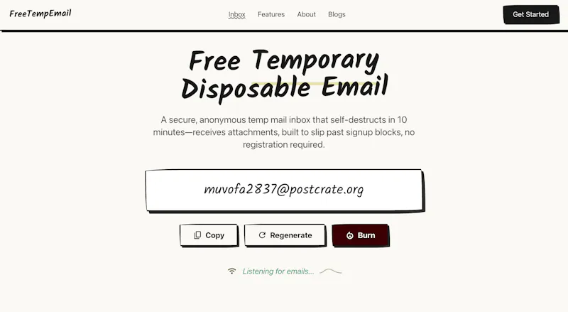 FreeTempEmail screenshot 2
