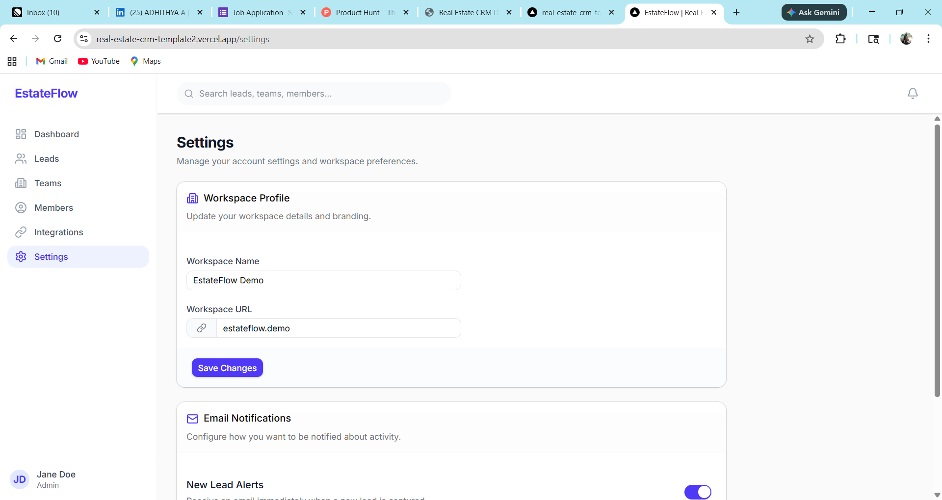 EstateFlow Dashboard UI gallery image