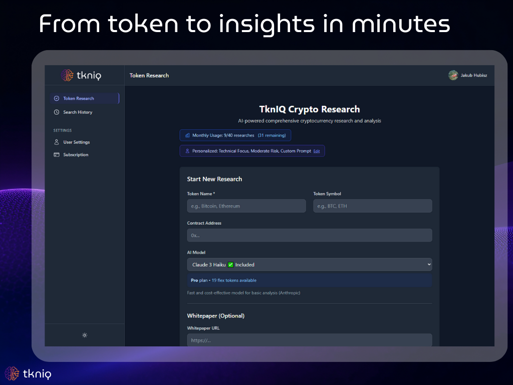 Tknia - Nome token di input, ottieni un rapporto di ricerca. media 3