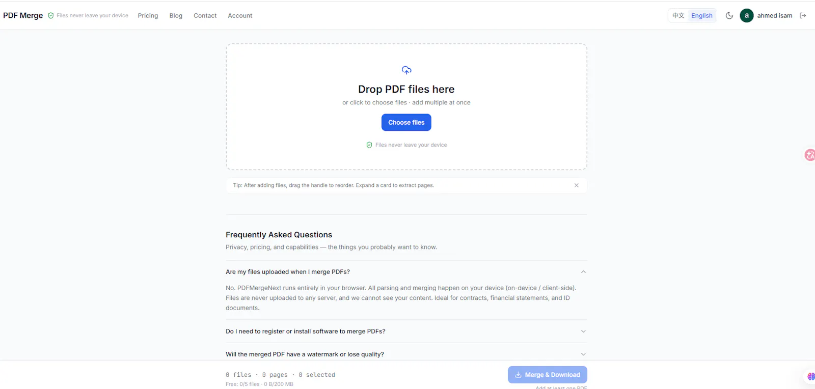 PDFMergeNext screenshot 1