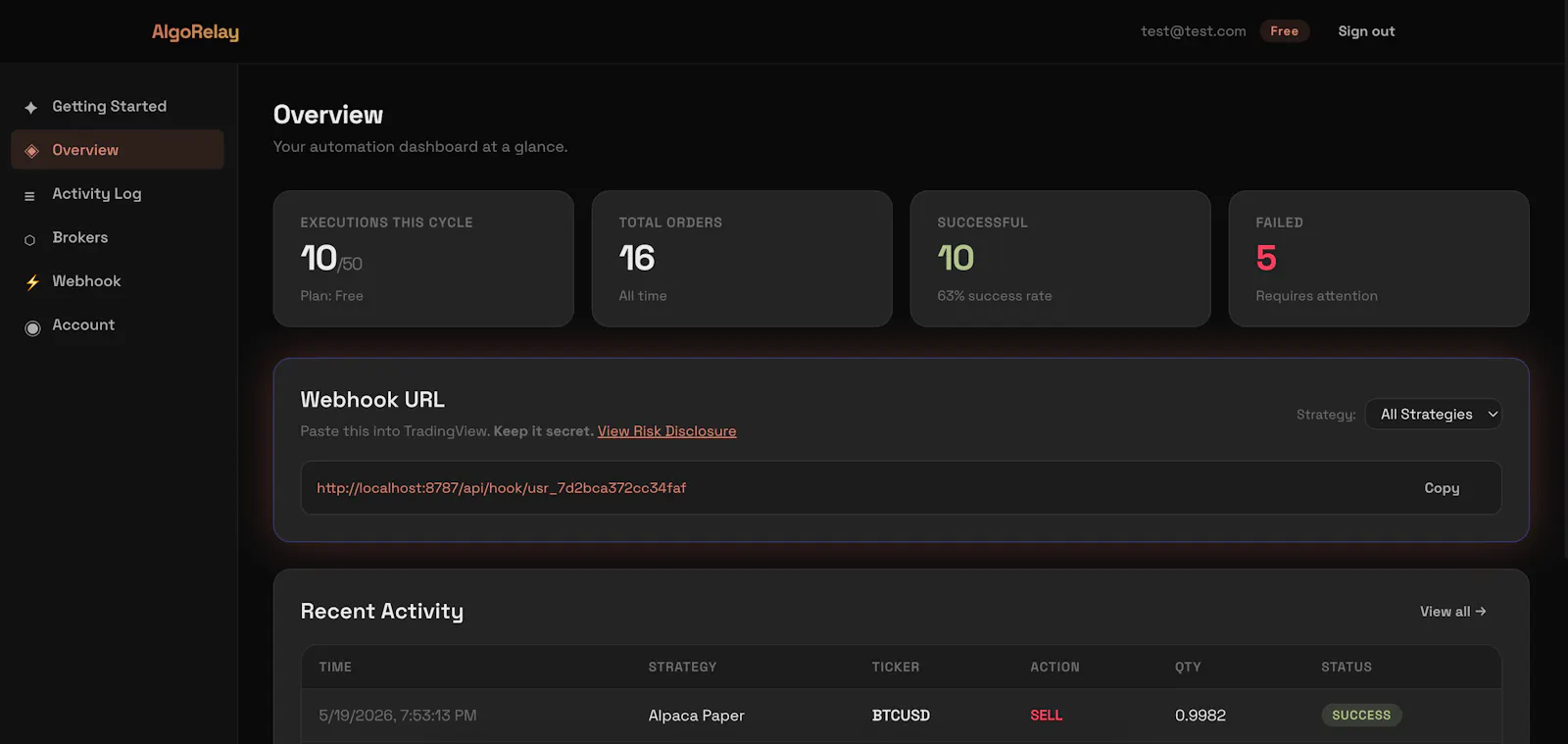 AlgoRelay screenshot 1