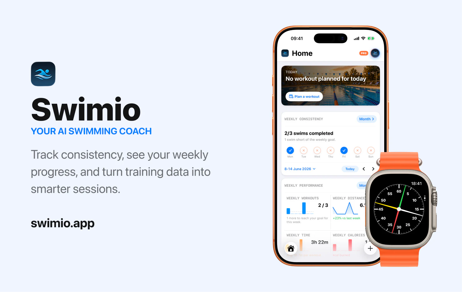 startuptile Swimio-AI swim coach with Apple Watch tracking & smart workouts