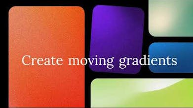 Interfaz de software ShaderGradient con diseños de gradientes vibrantes y movimientos naturales.