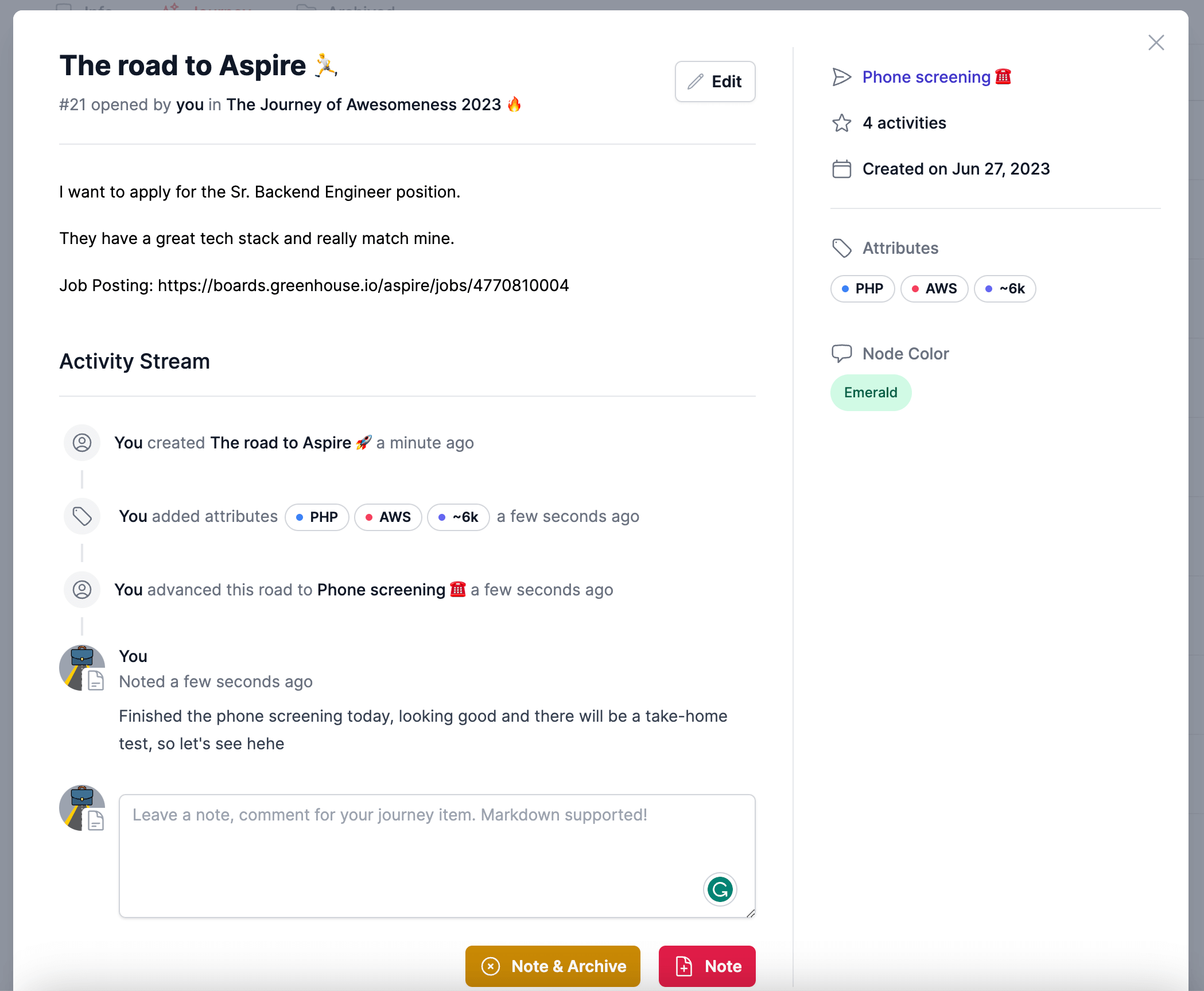 Mídia 4 de RoadtoJobs: App de rastreamento de entrevistas