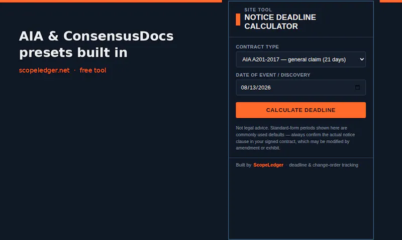 Notice Deadline Calculator screenshot 1