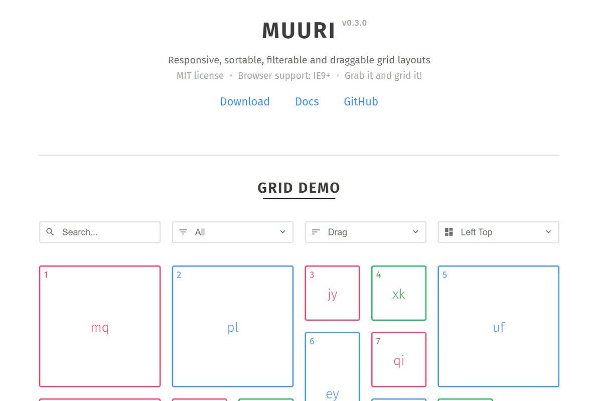 Muuri JS Library for Grid Layouts media 2